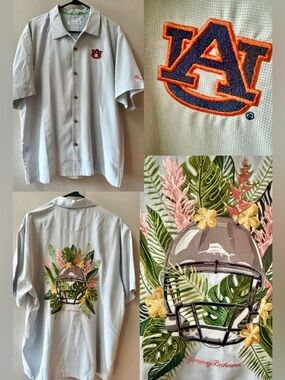 TOMMY BAHAMA AUBURN TIGERS “THE COCONUT POINT” SHORT SLEEVE BUTTON UP Sz. L~RARE